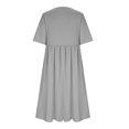 thumbnail image 4 of XWSHYW Summer Dresses for Women Cotton Linen Short Sleeve Dress Round Neck Casual Beach Midi Length Sun Dresses, 4 of 6