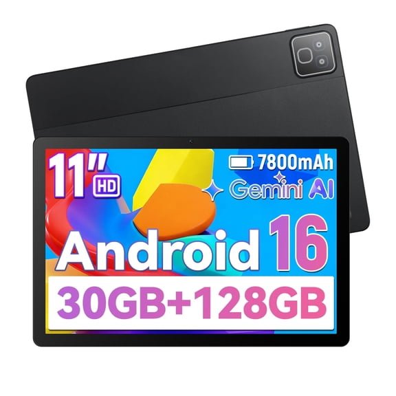 11 Inch Android 16 Tablet, 30GB RAM 128GB ROM, 2K FHD 2000x1200 IPS Display, Octa-Core Processor, 7800mAh Battery, Dual Band 5G WiFi Tablet with Widevine L1