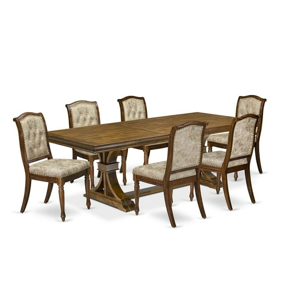 Luxe by East West Furniture 7 Pieces Dining Room set of a Rectangular Dining Table and 6 Kitchen Chairs
