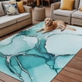 thumbnail image 4 of 4' x 6' Outdoor Rug, Marble Turquoise Outdoor Washable Rug Large Floor Carpet, Abstract Nature Cracks Silver Wavy Non Shedding Area Rug for Outside Patio RV Porch Deck Balcony Camping Living Room, 4 of 9