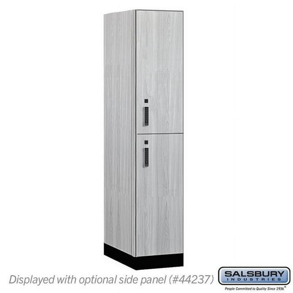 Salsbury Industries 15-42164ST-E 15 in. Wide Premier Wood Locker - Double Tier - 1 Wide - 6 ft. High - 24 in. Deep - Silver Teak - Electronic Locks