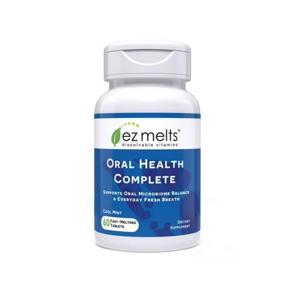 EZ Melts Oral Health Complete - Oral Probiotic - Supports Gum Health, Fresh Breath & Helps Relieve Occasional Dry Mouth - No Artificial Flavors, Non-GMO & Vegan - 1 Pack