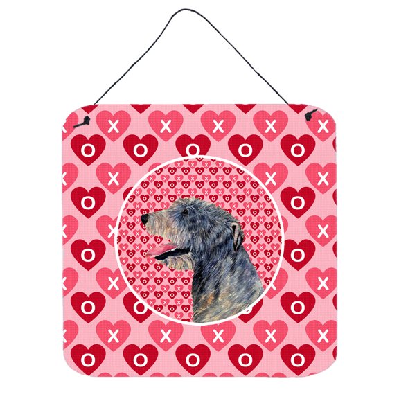 Irish Wolfhound Hearts Love and Valentines Day Portrait Wall or Door Hanging Prints