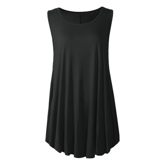 KBZDBZC Women's Tank Tops Women Plus Size Sleeveless Solid Color Vest Loose Coat Casual Summer Dress Swing Shirt Jeans Tank Top Womens Tank Tops Loose Fit Womens Summer Tops(Black,XXXL)