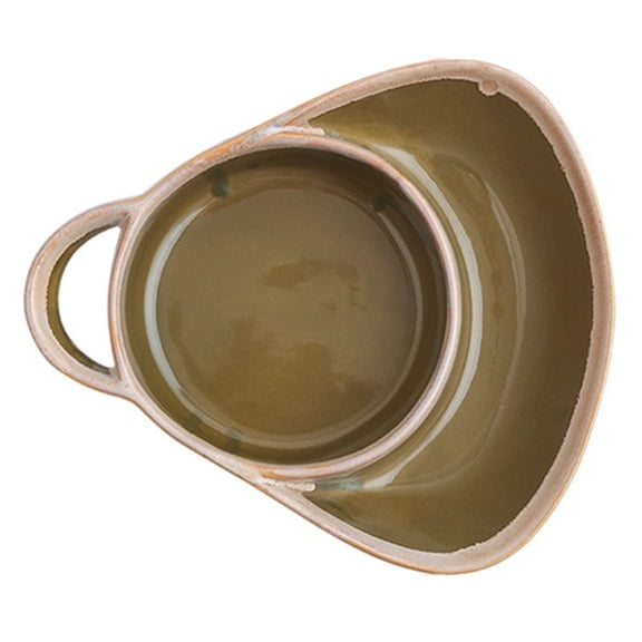 Soup and Side Bowl Plate Ceramic, Chip and Dip Divided Bowls, Anti-Soggy Cereal Bowl Bread Dipping Bowls