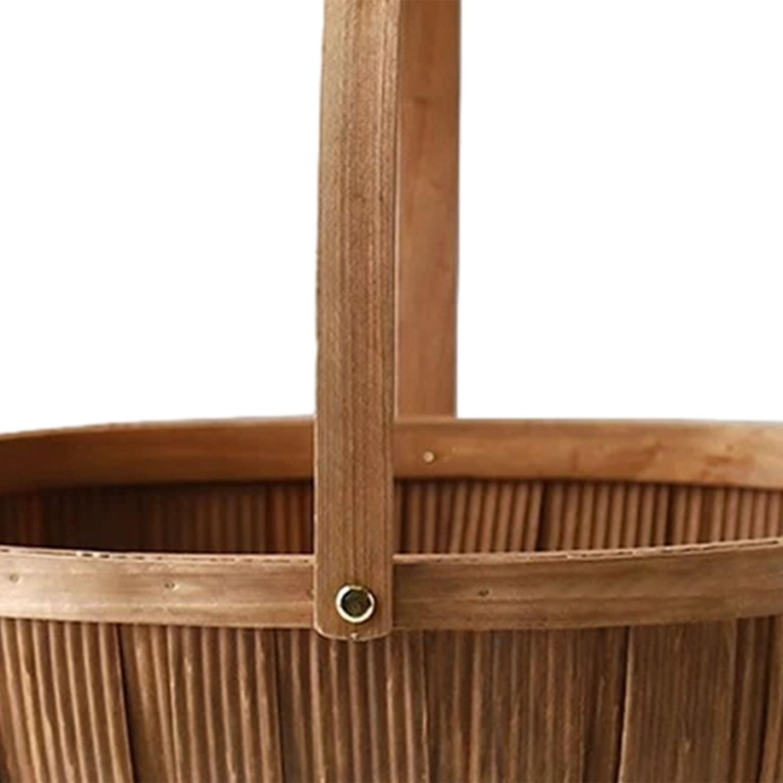 TISHITA Wooden Bread Basket Fruit Basket Wicker Woven Kitchen Cabinet Organizer Easter Basket for Bath Toy Kids Toys Versatile Sturdy Size S
