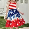 thumbnail image 3 of Odeerbi Toddler Kids Girls Independence Day A-Line Tiered Slip Dress Summer Patriotic Star Stripe Casual Strap Dress, 3 of 9