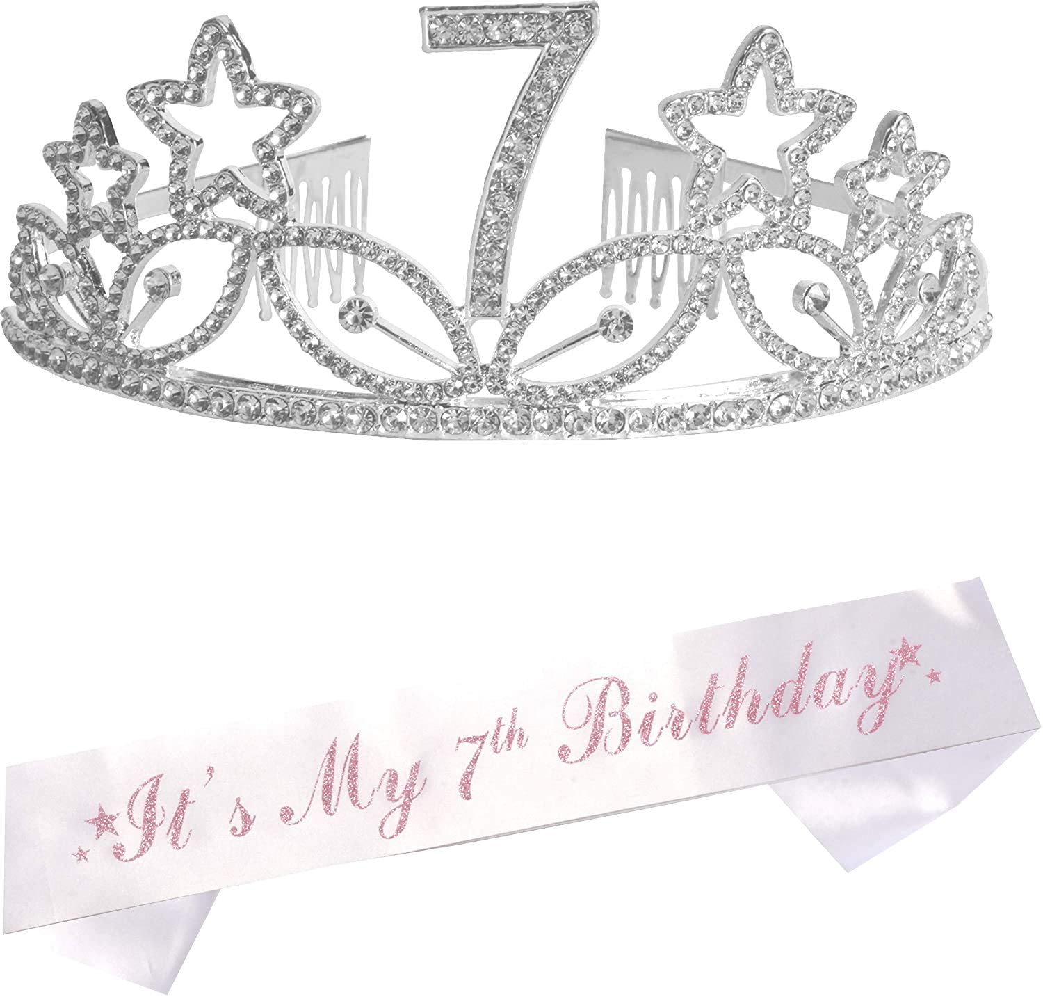 Meant2Tobe | 7Th Birthday Gifts For Girl 7Th Birthday Tiara And Sash Happy 7Th