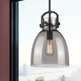 thumbnail image 2 of Innovations Lighting  Newton Bell - 1 Light 10" Stem Hung Pendant Matte Black/Plated Smoke, 2 of 3