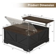thumbnail image 2 of ChVans 40" Large Farmhouse Lift Top Coffee Table with Power Outlets, Square Wood Living Room Table with Large Hidden Storage, Multi-Function Lift Wooden Barn Door Center Table, Rustic Black, 2 of 8