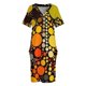 thumbnail image 3 of Vestido holgado de verano para mujer traje moderno con bolsillos círculos de mediados de siglo marrón verde y naranja años 1980, 3 of 6
