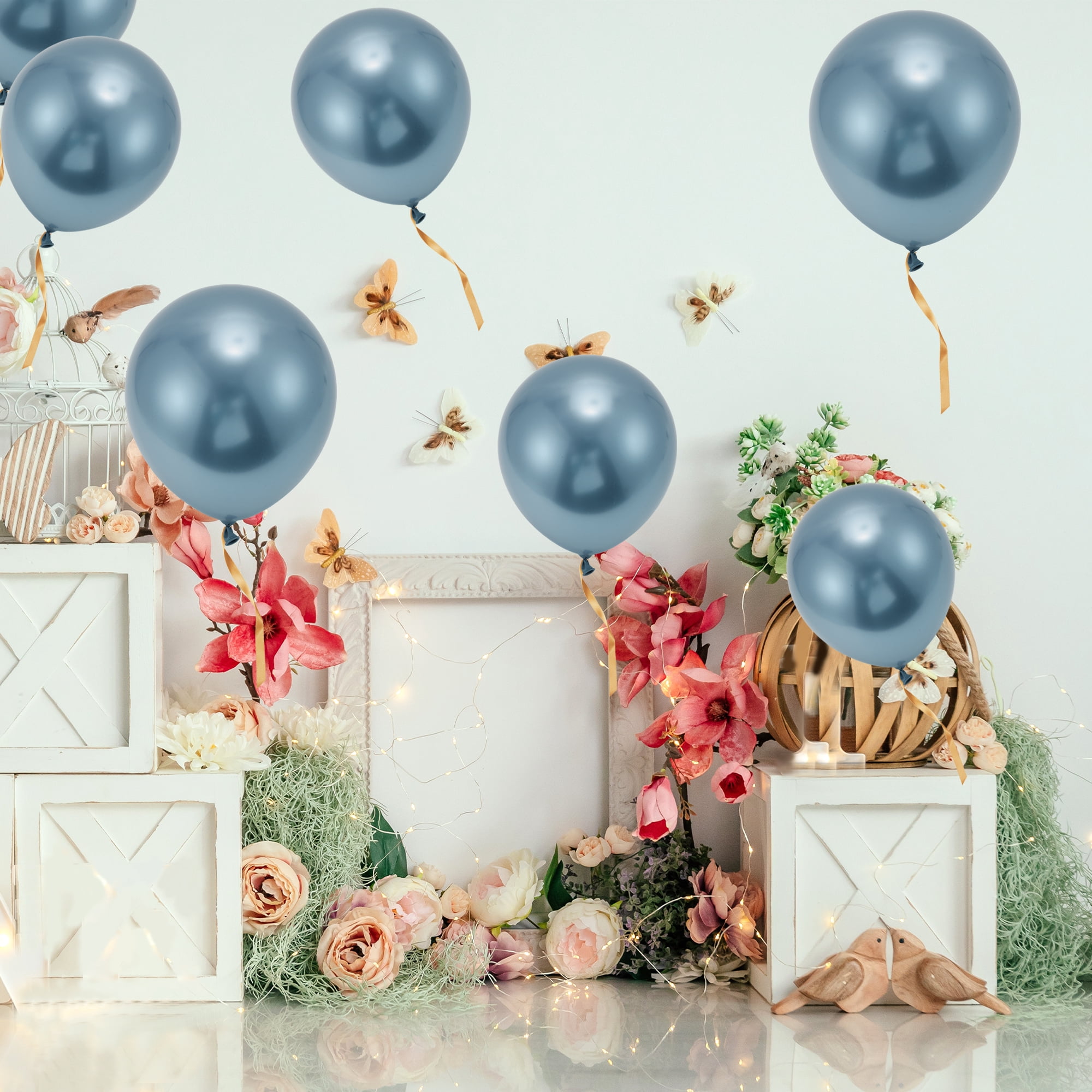 Unique Bargains 20Pcs Latex Party Wedding Graduation Anniversary Balloons Blue