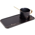 thumbnail image 2 of TJ Gobal Porcelain Coffee Mug, Tea Cup with Saucer and Golden Spoon with Gold Scripted Love and Trim for Espresso, Hot Chocolate, Cappuccino, and Latte, 8 Oz. (Black), 2 of 6