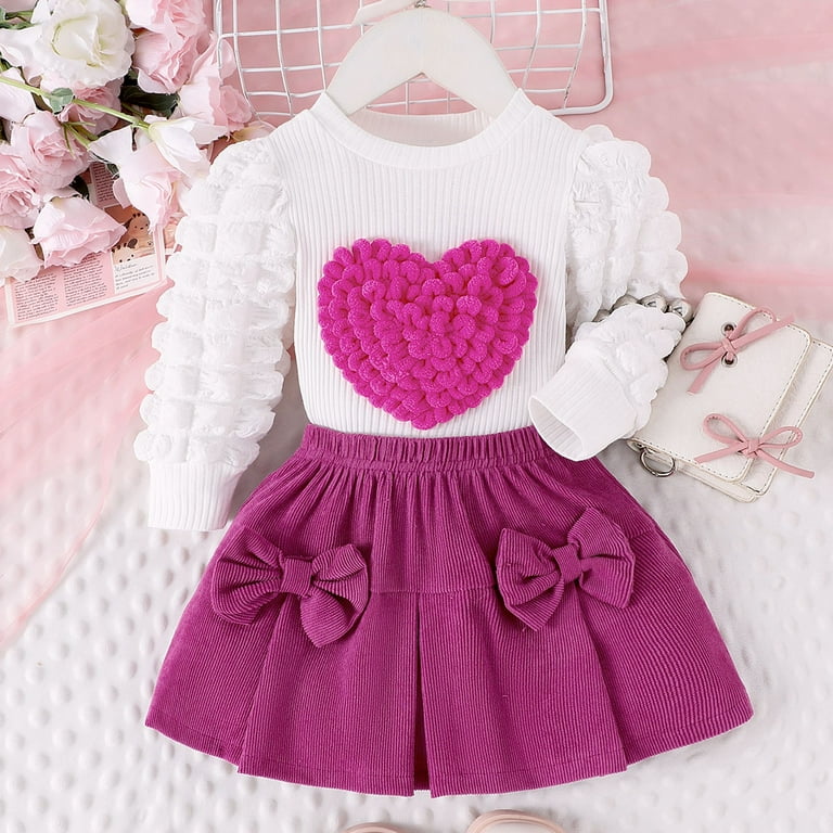 Edfbuykrs Thanksgiving Baby Girl Outfit with Cute Girl Game Short Sleeved T Shirt Plus Short Skirt Officer Set, for 50S Outfit for Girls