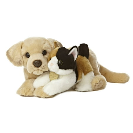 Aurora World Miyoni Unlikely Friends Yellow Lab and Calico Kitten Plush, 12