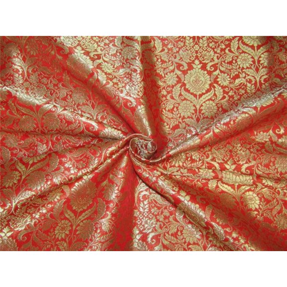 Heavy Brocade fabric Red x metallic gold color 36quot;wide