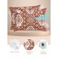 thumbnail image 2 of Red Boho Ethnic Pillow Cases Standard Size Set of 2, Smooth Satin Pillowcase for Hair and Skin, Southwest Aztec Decorative Cooling Bed Pillow Covers with Zipper, 20x26 Inches, 2 of 5