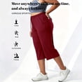 thumbnail image 4 of Hfnxid Plus Size Capris Pant for Womens Loose Fit Elastic Waist Workout Trousers Casual Athletic Cropped Trouser Red XXL, 4 of 10