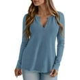 thumbnail image 4 of PRETTYGARDEN Long Sleeve Shirts for Women Fall V Neck Waffle Basic Tee Dressy Casual Winter Blouses Knit Tunic Tops, 4 of 9