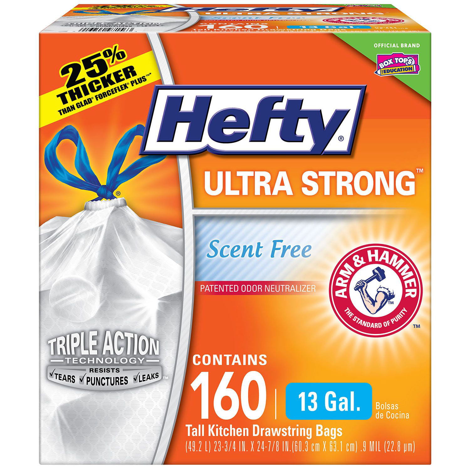 Hefty Citrus Twist Scent Ultra Strong Tall Kitchen Trash Bags 80 Count 13 Gallon Pack of 1