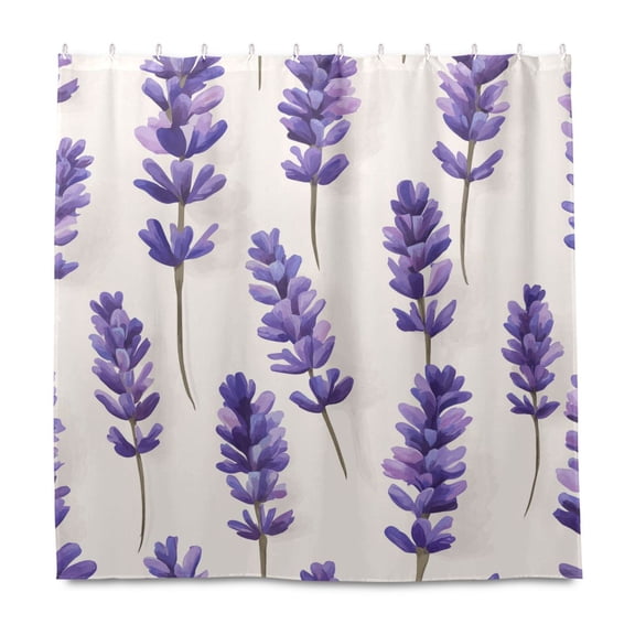 Yayeee Shower Curtain with Hooks 72"x72" Waterproof Fabric Bathroom Hanging Decor, Lavender Pattern