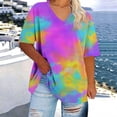 thumbnail image 4 of cocolona Oversized Tshirts for Women Summer Plus Size V-Neck Short Sleeve Tie Dye Tops Base Tees Casual Trendy Blouses, 4 of 4