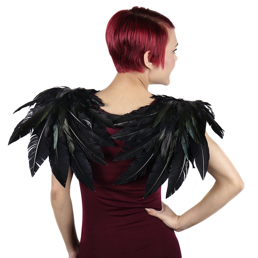 BLACK Feather Angel Wings Bird Crow Halloween Fancy Dress Costume Hen Night