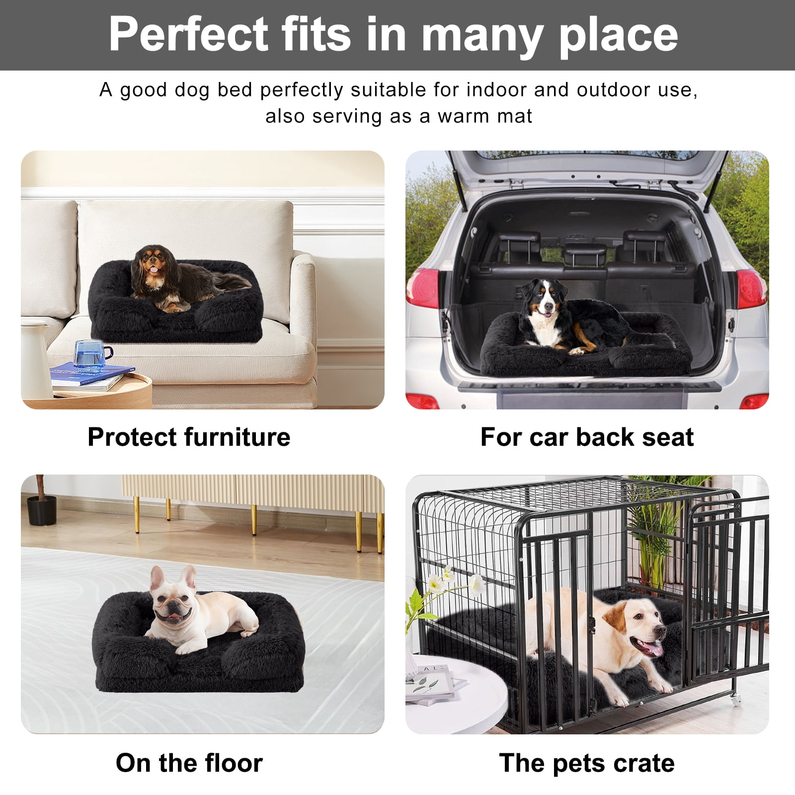 PayUSD Warming Fluffy Orthopedic Dog Beds for Large Dogs,Dog Bed with Plush Thick Egg Foam Support and Non-Slip Bottom, Large Waterproof and Machine Washable Pet Bed Cover