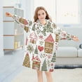 thumbnail image 5 of FORMRS Wearable Blanket Hoodie with Sleeves for Kids Cozy Flannel Sweatshirt, Brown Nordic Christmas House, 5 of 7