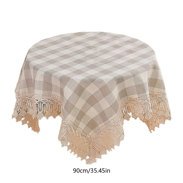 Mantel redondo de poliéster tejido, antiderrames, con aspecto de poliéster, para mesa de fiesta, extra suave y grueso, de lino antiarrugas.
