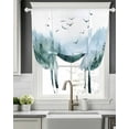 thumbnail image 5 of Green Ombre Forest Tie Up Curtains for Window, Thermal Insulated Balloon Shade Adjustable Rod Pocket Curtains Valance Panels for Kitchen Bathroom Cafe 42 x 45 Watercolor Mountain, 5 of 6