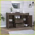 thumbnail image 2 of Dark Walnut Coffee Table with Two Drawers & Double Doors - 49.5'' Top, Space-Saving Storage for Living Room, 2 of 7