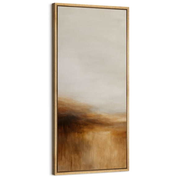 Large Framed Canvas Art for Living Room Wall Decor, Brown Abstract Landscape Canvas Print for Bedroom Decoration - 60"x30" Natural Framed