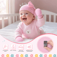 thumbnail image 2 of Zando 4Pcs Newborn Hat and Mitten Set Baby Girls Beanie with Big Bow Warm Baby Hats and No Scratch Mittens 0-3 Months, 2 of 9