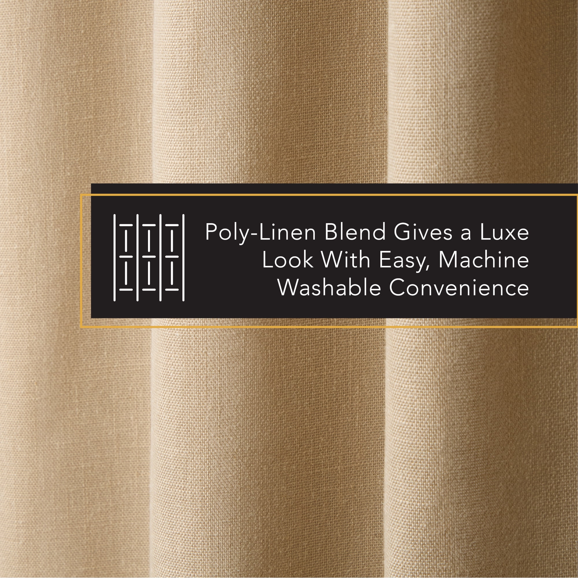TOWN & COUNTRY LUXE Davos Solid Linen Texture Indoor Curtains, 100% Blackout with Energy Efficient Lining, Back Tab/Rod Pocket Top, 2-Pack Set, Taupe, 50"x84"