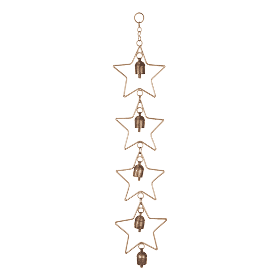 Vivanta Star Wind Chime – Rustic Metal Outdoor Decor with 5 Bells, Boho Garden Hanging for Porch, Balcony & Meditation