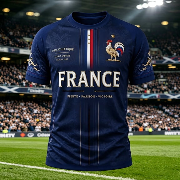 Mens Soccer Shirt France Raglan Tops Short Sleeve Fashion T Shirt Graphic Basic Tees Summer Crew Neck Team for Football Top Fan Casual Tops TeeL