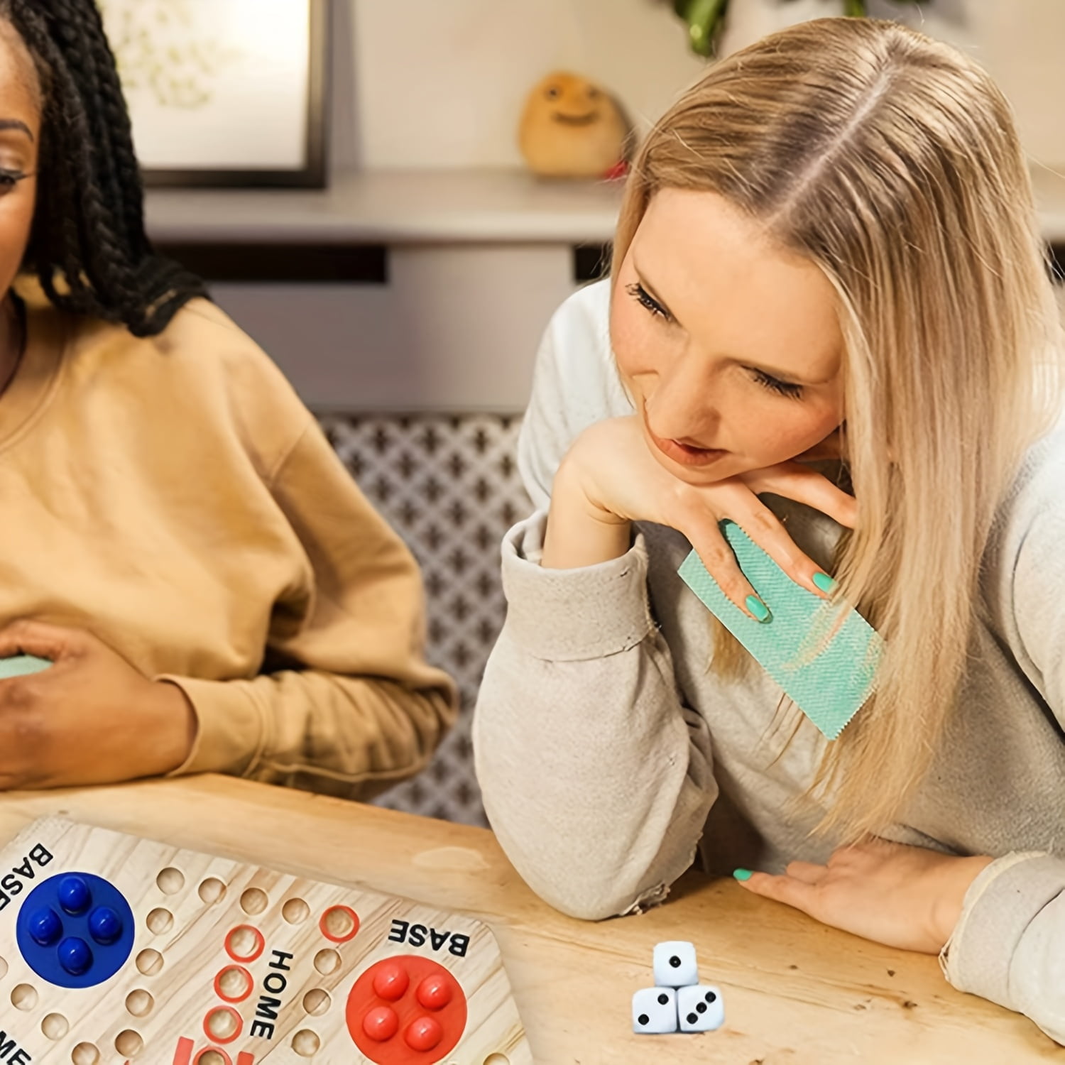 Wooden Fast Track Board Game for 4-6 People, Original Marble Game Wahoo Board Game, 15 Inch Double-sided Board, 2-6 Player Fast Track Game, 6 Colors 24 Marbles 6 Dice, Interactive Family Board Game