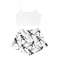 thumbnail image 4 of Xijirk Women Halloween Pajama Set Spaghetti Strap Crop Top with Shorts Skeleton Hand Print Loungewear for Sleepwear and Holiday Party,White,M, 4 of 5
