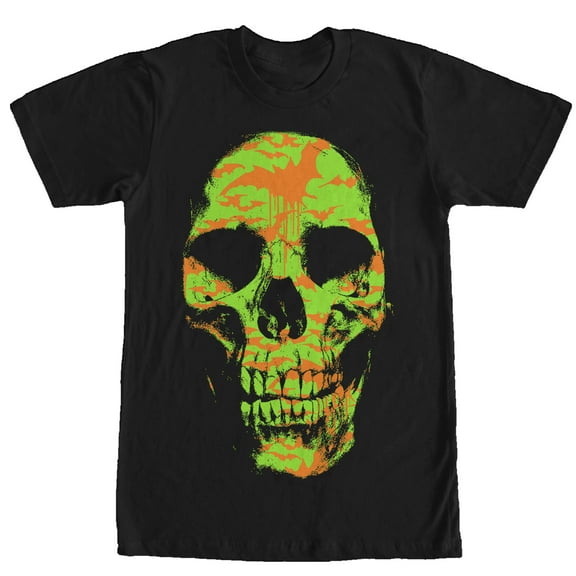 Men's Lost Gods Halloween Skull Bat Shadows  Graphic Tee Black 2X Large