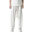 thumbnail image 1 of JHLZHS Men's Pants Casual Relaxed Fit Stretch Men's Linen Pants Japanese Pants Large Loose Casual Wide Leg Pants Cargo Pants Cargo Work Pants for Men Loose Fit, 1 of 3