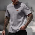 thumbnail image 4 of Klisyaur Men Short Sleeve Tops Casual Fashion Loose Crewneck Textured Shirt Summer Dressy Shirts, 4 of 7