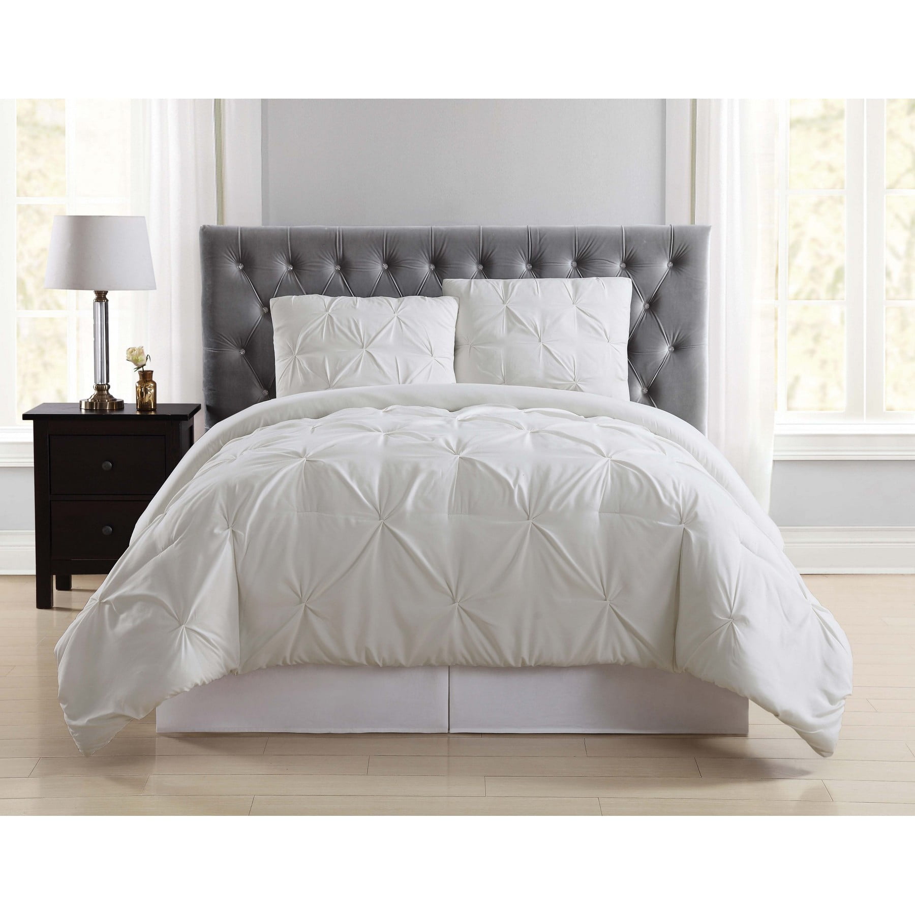 pleated white duvet cover