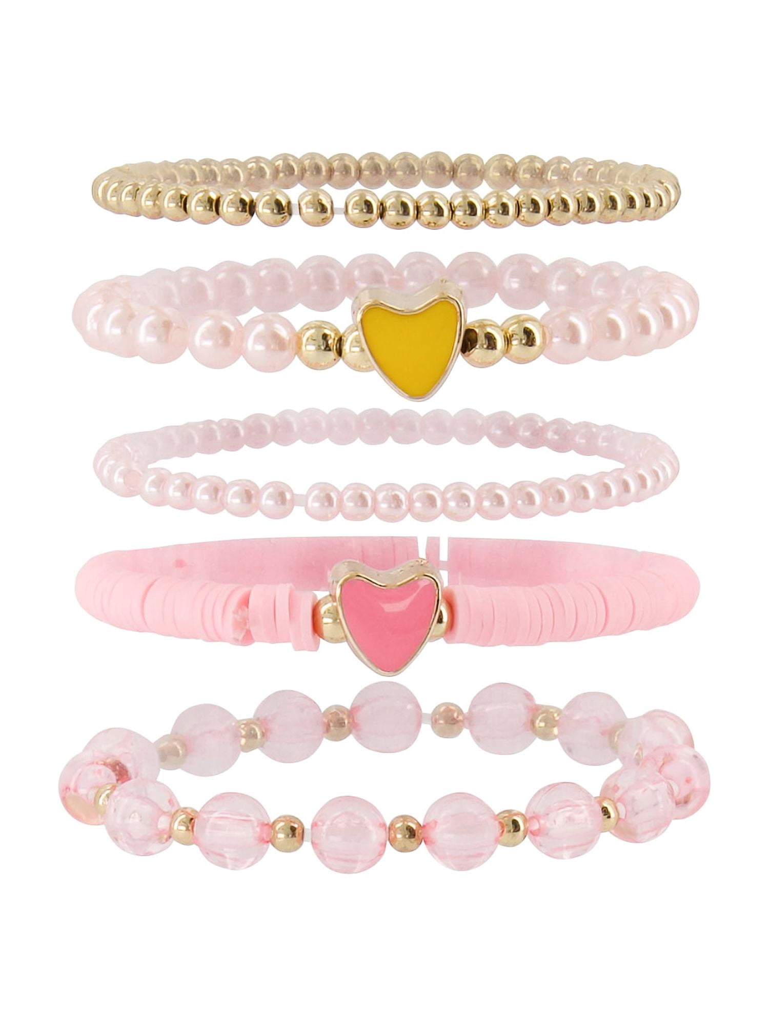 Claire's Best Friends Bracelet Set - Hearts, 5pcs