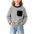 thumbnail image 2 of StSilkitty Sweatshirts for Boys Girls Striped Long Sleeve Crewneck Pullover Tops with Pocket Fall Winter Casual Clothes, 2 of 6