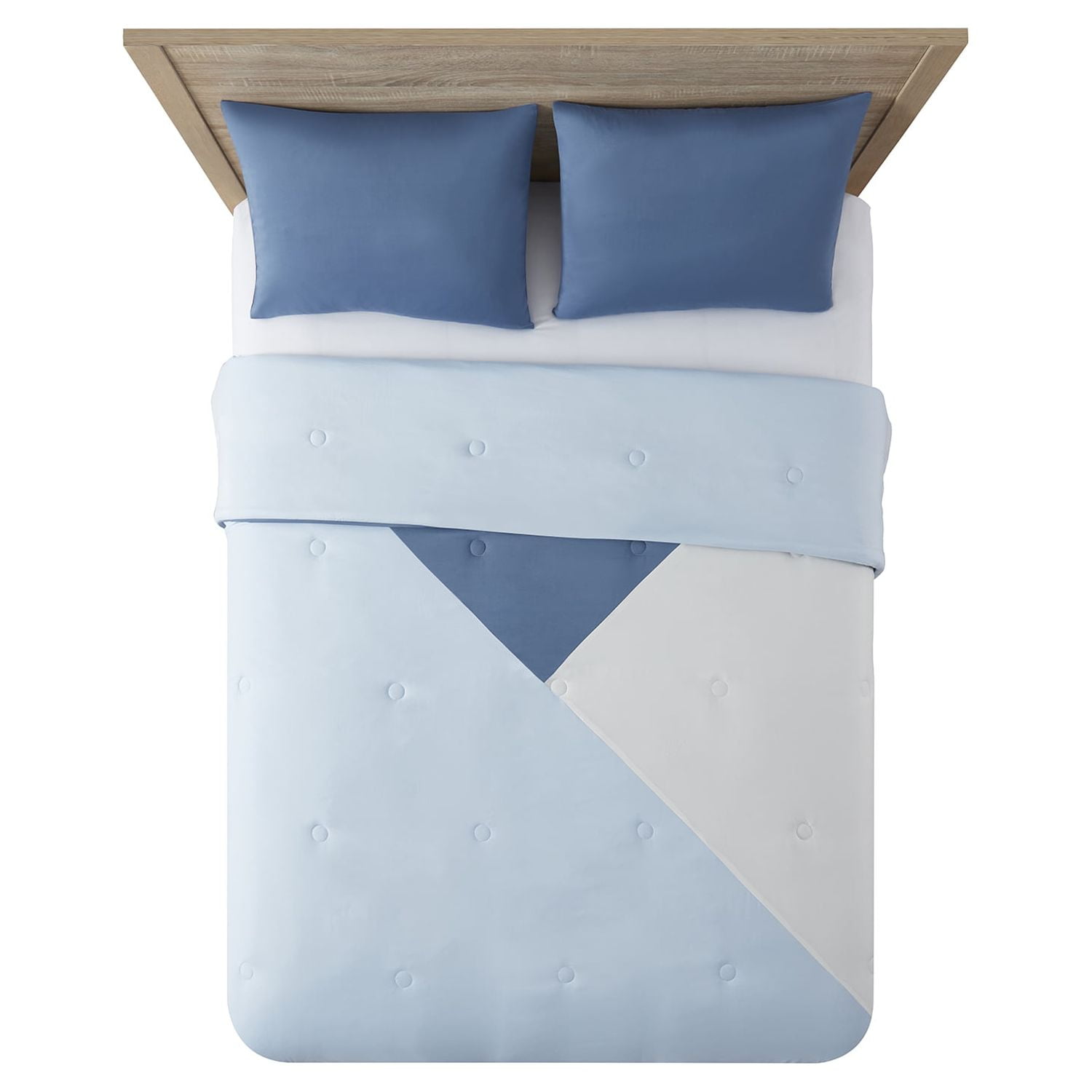 Serta So Soft 3-Piece Blue Reversible Comforter Set, Full/Queen