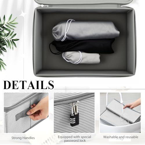 Discreet Lockable Adult Toy Bag Storage Organizer with 9 Pcs Toy Storage Drawstring Organizer for Women and Men 3 Sizes, 15 x 10 x 6.3 Inches Lockable Box Travel Container