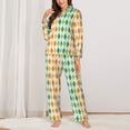 thumbnail image 2 of Salouo St. Patrick's day argyle Pattern Women's Pajamas Set Long Sleeve Button Down Sleepwear Soft Pj Lounge Sets for women 2 Piece Pjs Set with Long Pants-XX-Large, 2 of 7