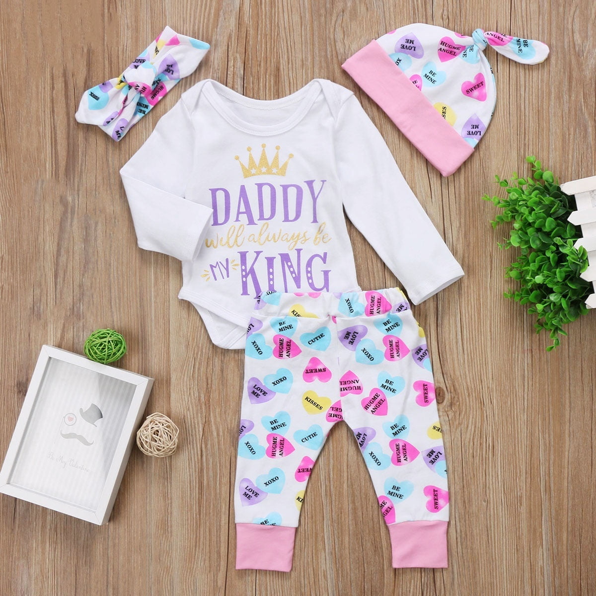 belt Kids Clothes Set 4pcs Toddler Infant Girls Outfits Headband+T-shirt+dress