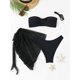 thumbnail image 5 of Trajes de baño Amzcrzy Tankini para mujer, trajes de baño, trajes de baño, bikini para mujer, bikini liso sin espalda, traje de baño de dos piezas, traje de baño, conjunto de ropa de playa, negro, XL, 5 of 5